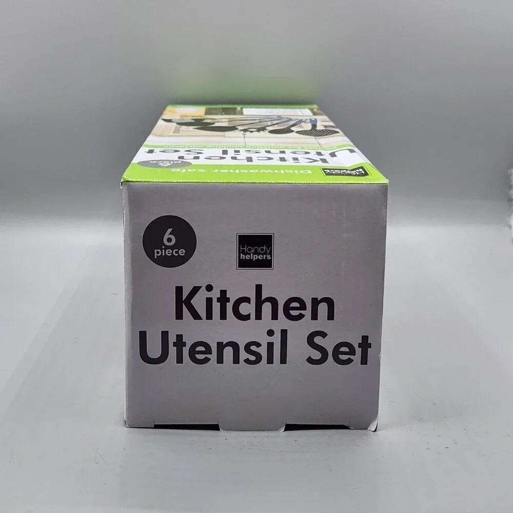 New 6 Piece Kitchen Utensil Set Plastic Nylon Non Scratch Cooking Black